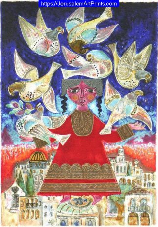 Irene Awret Seven Doves Over Jerusalem